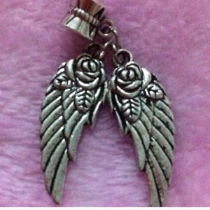Angel Wings With Roses Charm
